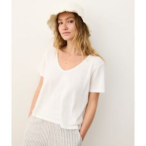 Marine Layer Hemp Cotton Boyrfriend V Neck Tee Natural Size Medium New With Tags